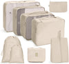 9 In 1 Toiletry Bag Travel Storage Bag Set Folding Storage Bag( Beige)
