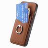 For Samsung Galaxy S25 Ultra 5G Carbon Fiber Card Wallet Ring Phone Case(Brown)