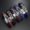 Simple Alloy Magnetic Clasp Leather Bracelet Personalized Braided Bracelet, Style: Blue 22.5cm