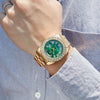 CAGARNY 6886 Diamond-encrusted Roman Numeral Dial Quartz Watch for Men(Silver Shell Black Dial)