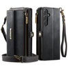 For Samsung Galaxy S25 / S24 5G CaseMe C39 RFID Blocking Zipper Wallet Leather Phone Case with Crossbody Strap(Black)