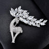 Women Fashion Crystal Zircon Cute Deer Brooch(Silver)