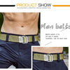 Men Double Ring Buckle Canvas Belt Outdoor Casual Woven Elastic Belt 120cm(Army Green)