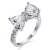 Female Fashion Lovely Bowknot Design Zircon Ring, Ring Size:10