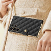 For Samsung Galaxy S25 Ultra 5G GKK Plating Diamond Texture Leather Phone Case With Crossbody Chain(Black)