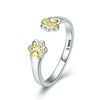 S925 Sterling Silver Temperament Female Ring Paw Print Gold-plated Ring