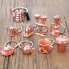 Mini Metal Keychain Coffee Utensils Decorative Pendant, Style: Water Bottle Rose Gold