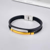 OPK PH1596 Stainless Steel Minimalist Glossy Double Leather Woven Bracelet