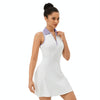 Lapel One-piece Tennis Skirt Quick-drying Breathable Waisted Sports Dress, Size: S(White Purple)