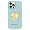 For iPhone 15 Pro Max Skin Feeling Jelly TPU Hybrid PC Phone Case(Love Flower Rabbit Light Green)