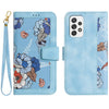 For Samsung Galaxy A72 5G / 4G Floral Pattern Leather Phone Case with Lanyard(Light Blue)
