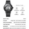 BINBOND B7872 Multifunctional Hollow Luminous Waterproof Quartz Watch, Color: Black Steel-Black-White