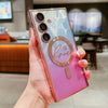 For Samsung Galaxy S25+ 5G Dual-Love Feather Gradient Glitter MagSafe TPU Phone Case(Pink)