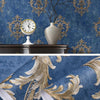 Damascus Self-Adhesive Embossed Wallpaper Thick 3D Non-Woven Fabric Fine Embossed Bedroom Wallpaper, Specification: 0.53 x 3 Meters(1685 Dark Blue)