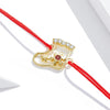 S925 Sterling Silver Christmas Socks Red Rope Bracelet Women Jewelry