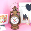 Retro Table Oil Lamp Small Alarm Clock Desktop Table Clock Living Room Decoration Supplies Office Craft Jewelry(Bronze)