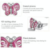 S925 Sterling Silver Pink Butterfly Ear Studs Women Earrings