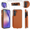 For Samsung Galaxy A54 Double Flap Zipper RFID Leather Phone Case with Short Lanyard(Brown)