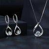 Sterling Silver Plated Plated Moissanite Earrings Necklace Set