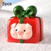 5pcs Christmas Micro Landscape Snowscape Decoration Accessories Christmas Resin Ornament, Style: No.9 Pig Face Red Green Gift Box