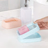 Bathroom Drainage Dual Layer Soap Box Plastic Put Soap Holder(Blue Green)