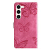 For Samsung Galaxy S25 5G Skin-feel Embossed Butterfly Leather Phone Case(Rose Red)