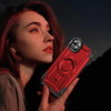 For iPhone 13 Lens Holder MagSafe Phone Case(Red)