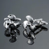 Men Clover Rose Pattern Cufflinks, Color: Silver Fan Blades