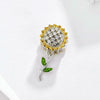 S925 Sterling Silver Hollow Sunflower Pendant Yellow DIY Bracelet Beaded