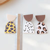 2pair Acrylic Clay Textured Painted Earrings(Pink Leopard Print)