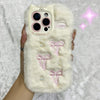For iPhone 13 Pro Snake Embroidery Plush Silicone Phone Case(Bowknot And Beige)