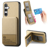 For Samsung Galaxy A22 5G Twill Fabric Leather Vertical Flip RFID Card Bag Phone Case(Khaki)