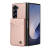 For Samsung Galaxy Z Fold5 AwQuer RFID Vertical Flip Card Bag Holder Leather Phone Case(Rose Gold)