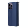 For iPhone 14 Pro Max Nine-card Slots Zipper Wallet Bag Leather Phone Case(Blue)