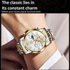 OLEVS 2859 Men Multifunctional Luminous Waterproof Quartz Watch(White + Gold)