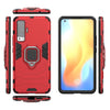 For vivo X50 PC + TPU Anti-fall Protective Case with Ring Holder(Red)