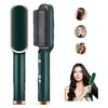 2 In 1 Hair Straightener Brush And Curler Negative Ion Hair Straightener Styling Comb(Green)