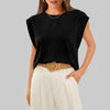 Women Summer Loose Top Basic T-Shirt Round Neck Casual Tank, Size: XXL(Black)