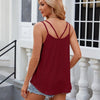Women Tank Tops Summer Sleeveless Spaghetti Straps Camisole Top, Size: L(Wine Red)