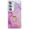 For Samsung Galaxy A16 5G Electroplated Marble Texture Ring Holder Phone Case(Gold Purple Red S15)
