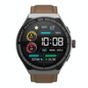 BM01 1.45 inch Leather Band IP68 Waterproof Smart Watch Support Bluetooth Call / NFC(Black)