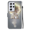 For Samsung Galaxy S21 Ultra 5G Crystal Texture Colored Drawing Leather Phone Case(Elephants)