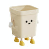Cute Square Trash Can Household Living Room Bathroom Garbage Bin, Style: 16L Standing White