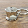 Mini Metal Keychain Coffee Utensils Decorative Pendant, Style: Strainer Cup Silver