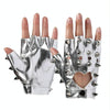 Children Punk Rivet Faux Leather Glove Kids DS Dancing Rock and Roll Jazz Half Finger Glove(Black)
