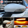 1 Pair For Ford Fiesta 2008-2017 Car Dynamic LED Turn Signal Light Rearview Mirror Flasher Water Blinker (Transparent Black)