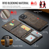 For iPhone 12 Pro Max DG.MING MAGKING-K2 Series MagSafe RFID Card Bag Detachable Phone Case(Coffee)