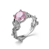 Crystal Vine Leaf Design Engagement Ring Fashion For Women Jewelry, Ring Size:6(Pink)
