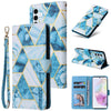 For Samsung Galaxy A35 5G Marble Bronzing Stitching Leather Phone Case(Blue)