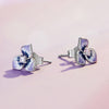 BSE860 Sterling Silver S925 White Gold Plated Zircon Pansy Stud Earrings